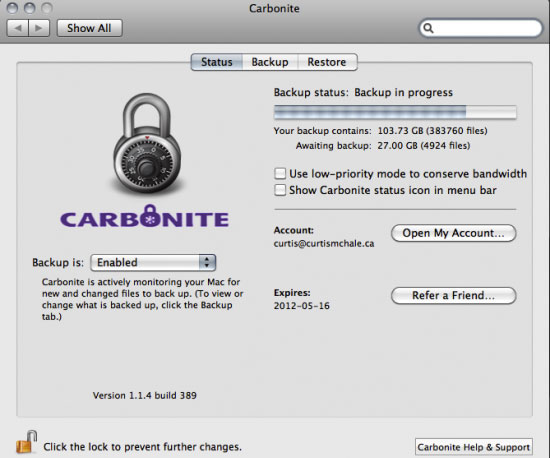 Возможности Carbonite - автоматический бэкап данных с iMac