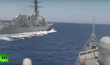 Американский USS Gravely опасно сблизился с эсминцем ВМФ РФ «Ярослав Мудрый» [видео]