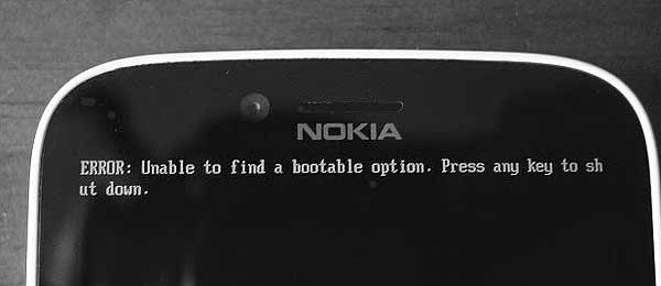 Ошибка "Unable to find a bootable option" у Nokia Lumia: как устранять