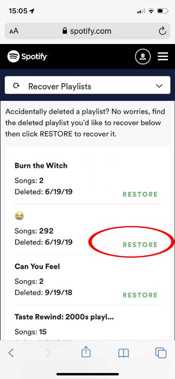 Как восстановить удаленный плейлист Spotify со смартфона