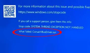 Когда из-за CorsairVBusDriver.sys вылетает Windows 10