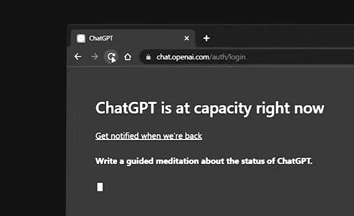 Chatgpt. Server at capacity. Chatgpt is at capacity right Now.