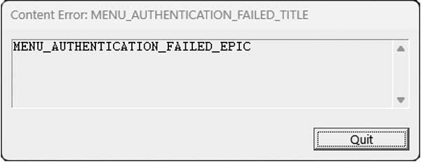 Ошибка menu authentication failed epic в Alan Wake 2: что делать